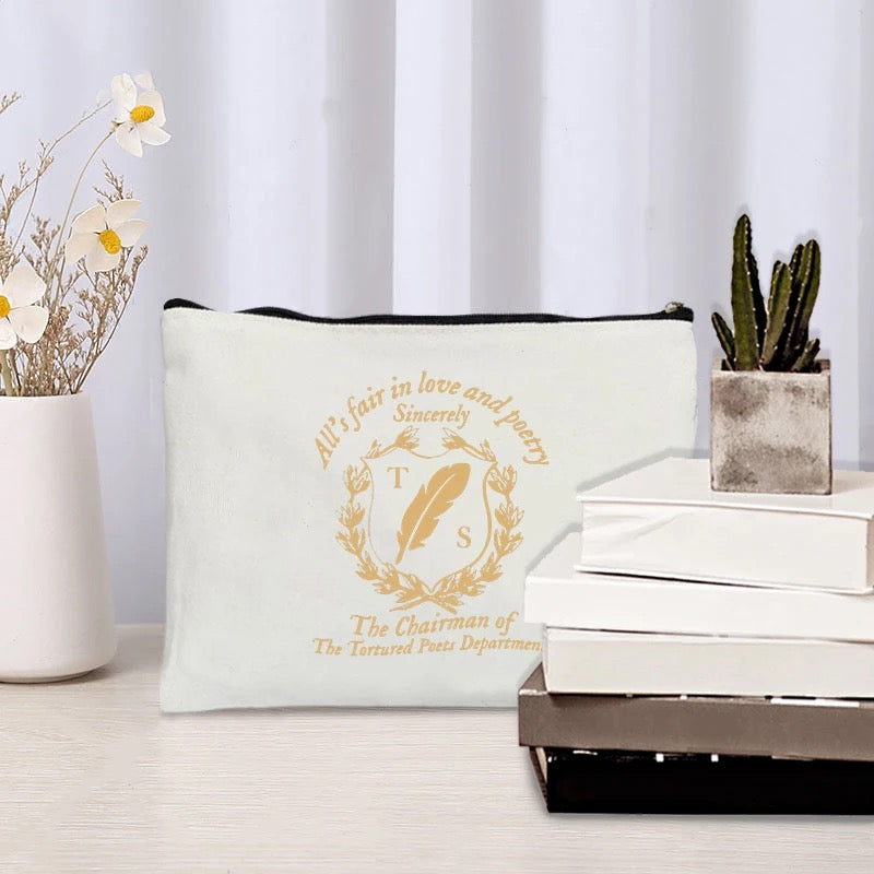 Gold Feather Cosmetic Bag