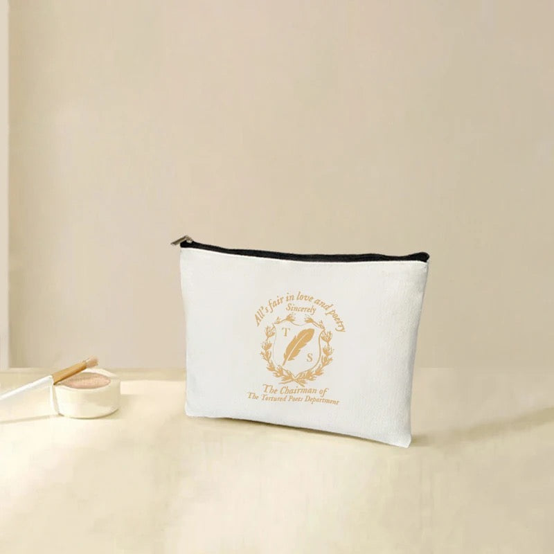 Gold Feather Cosmetic Bag